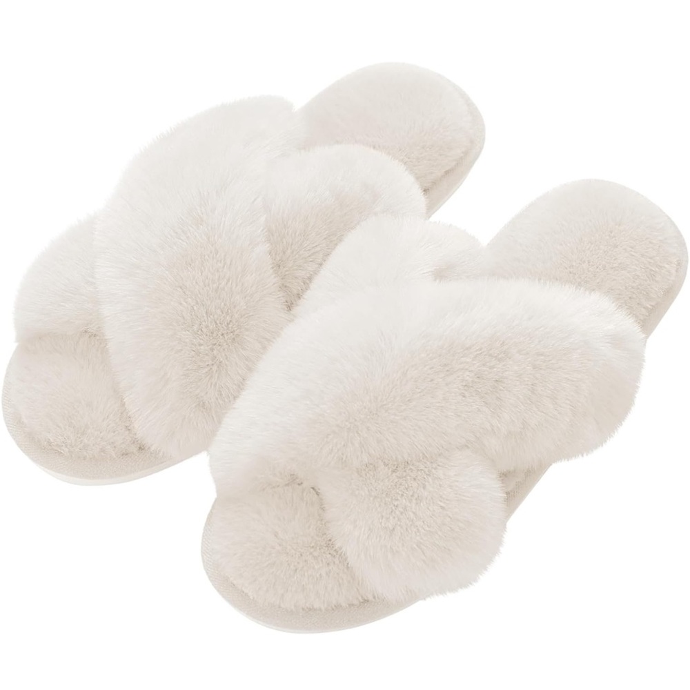 White Fuzzy Slipper US 8 | EU 38